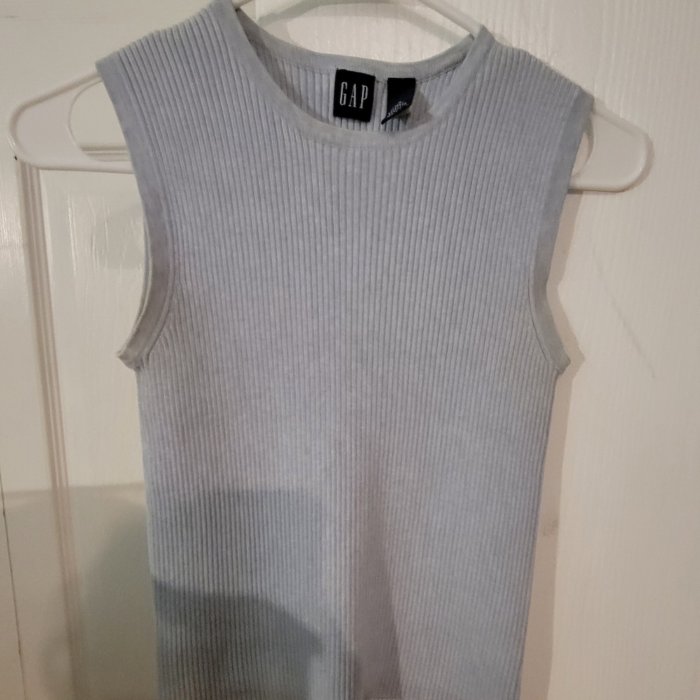 Light blue ripped sweater tank top
